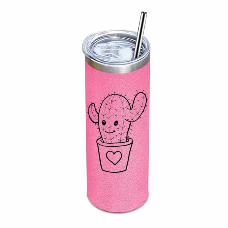 Pink Glitter Stainless Steel Sublimation Skinny Tumbler - 20oz. 2-Pk - Image 2