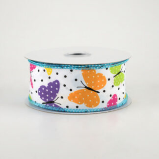 1.5" Butterflies & Dots Ribbon: Bright Multi (10 Yards)